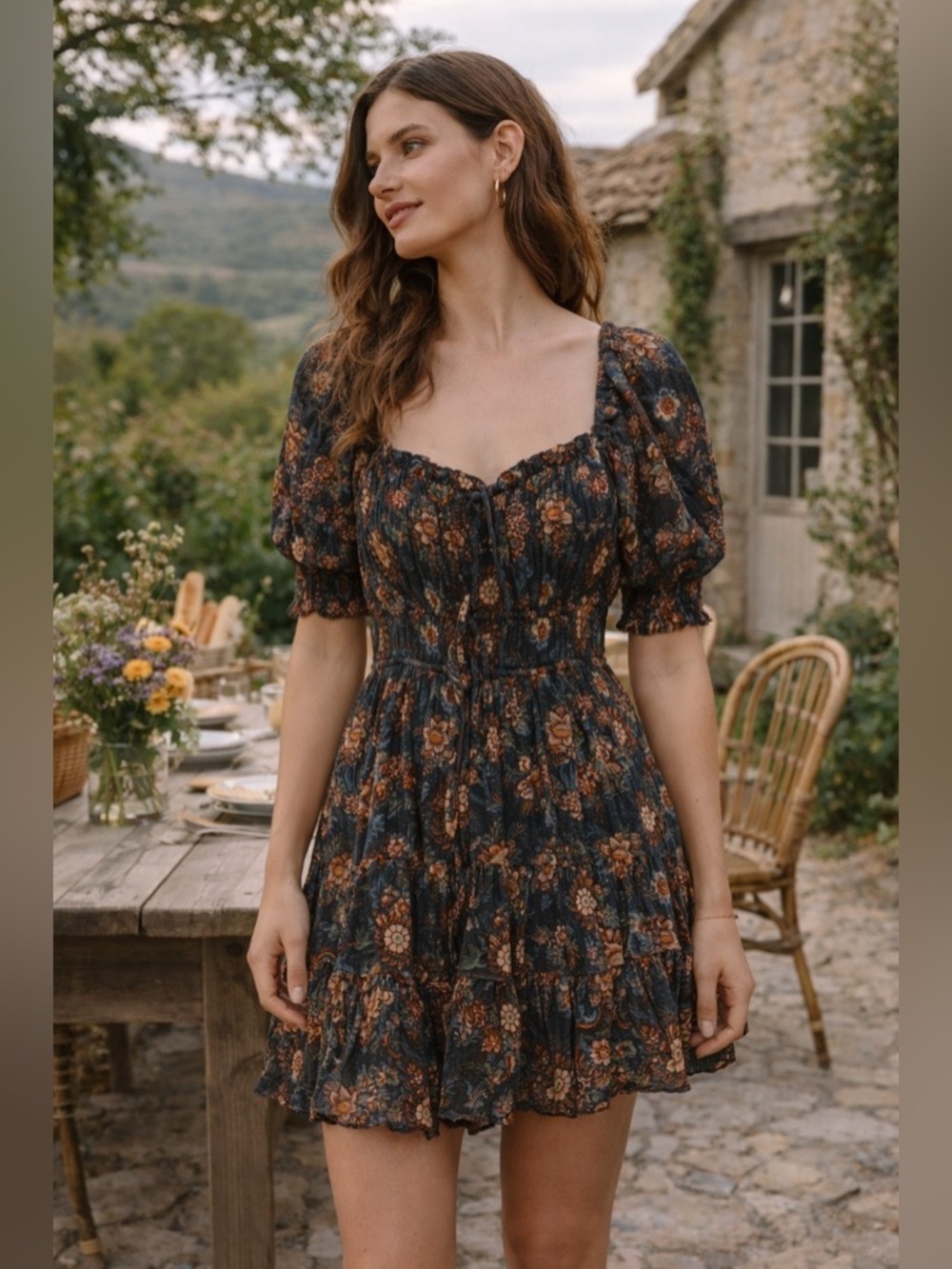 Ulla Johnson Juniper Floral Mini Dress Size 2 Boho Ruffle A-Line
